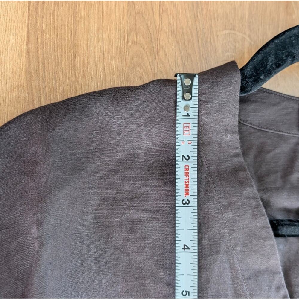 COS V-Neck Linen-Cotton Shirt Womens S Brown 3/4 Sleeve Button-up Relaxed - Picture 7 of 10